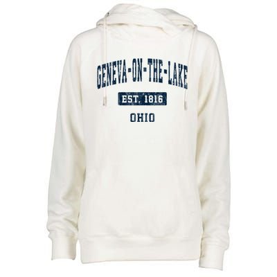 Genevaonthelake Ohio Oh Vintage Sports Established Womens Funnel Neck Pullover Hood