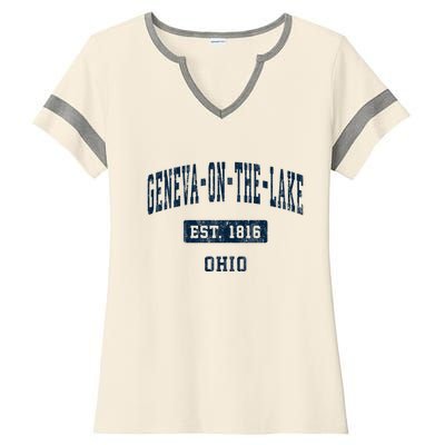 Genevaonthelake Ohio Oh Vintage Sports Established Ladies Halftime Notch Neck Tee