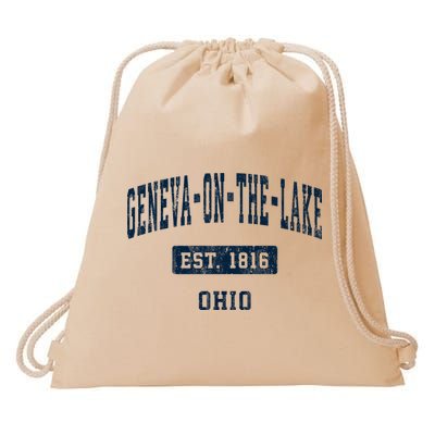 Genevaonthelake Ohio Oh Vintage Sports Established Drawstring Bag
