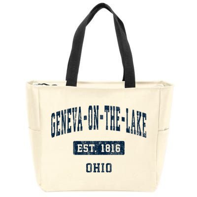 Genevaonthelake Ohio Oh Vintage Sports Established Zip Tote Bag