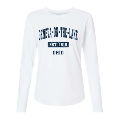 Genevaonthelake Ohio Oh Vintage Sports Established Womens Cotton Relaxed Long Sleeve T-Shirt