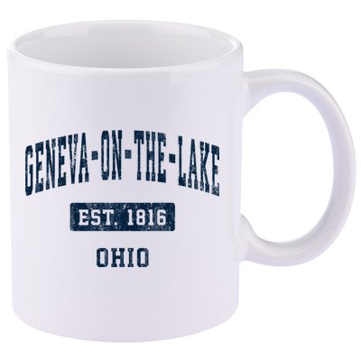 Genevaonthelake Ohio Oh Vintage Sports Established 11oz C Handle Ceramic Mug