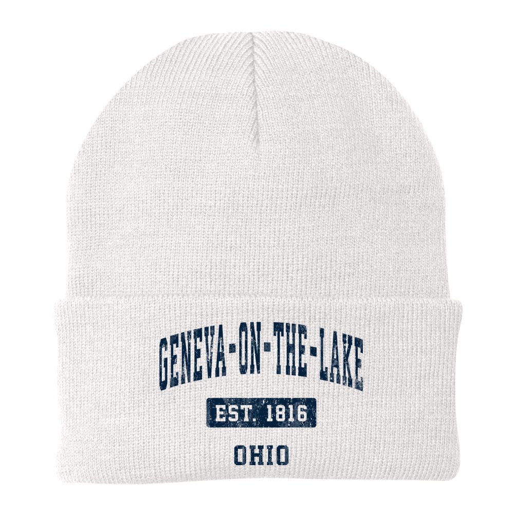 Genevaonthelake Ohio Oh Vintage Sports Established Beanie