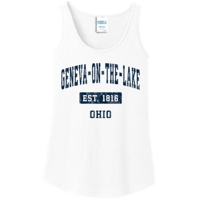 Genevaonthelake Ohio Oh Vintage Sports Established Ladies Essential Tank