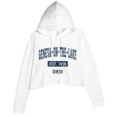 Genevaonthelake Ohio Oh Vintage Sports Established Crop Fleece Hoodie