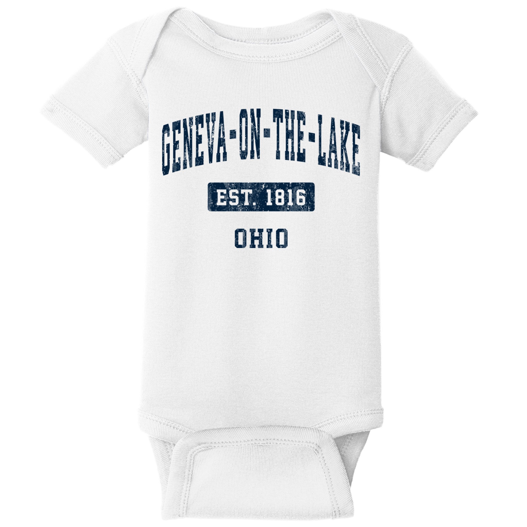 Genevaonthelake Ohio Oh Vintage Sports Established Baby Bodysuit