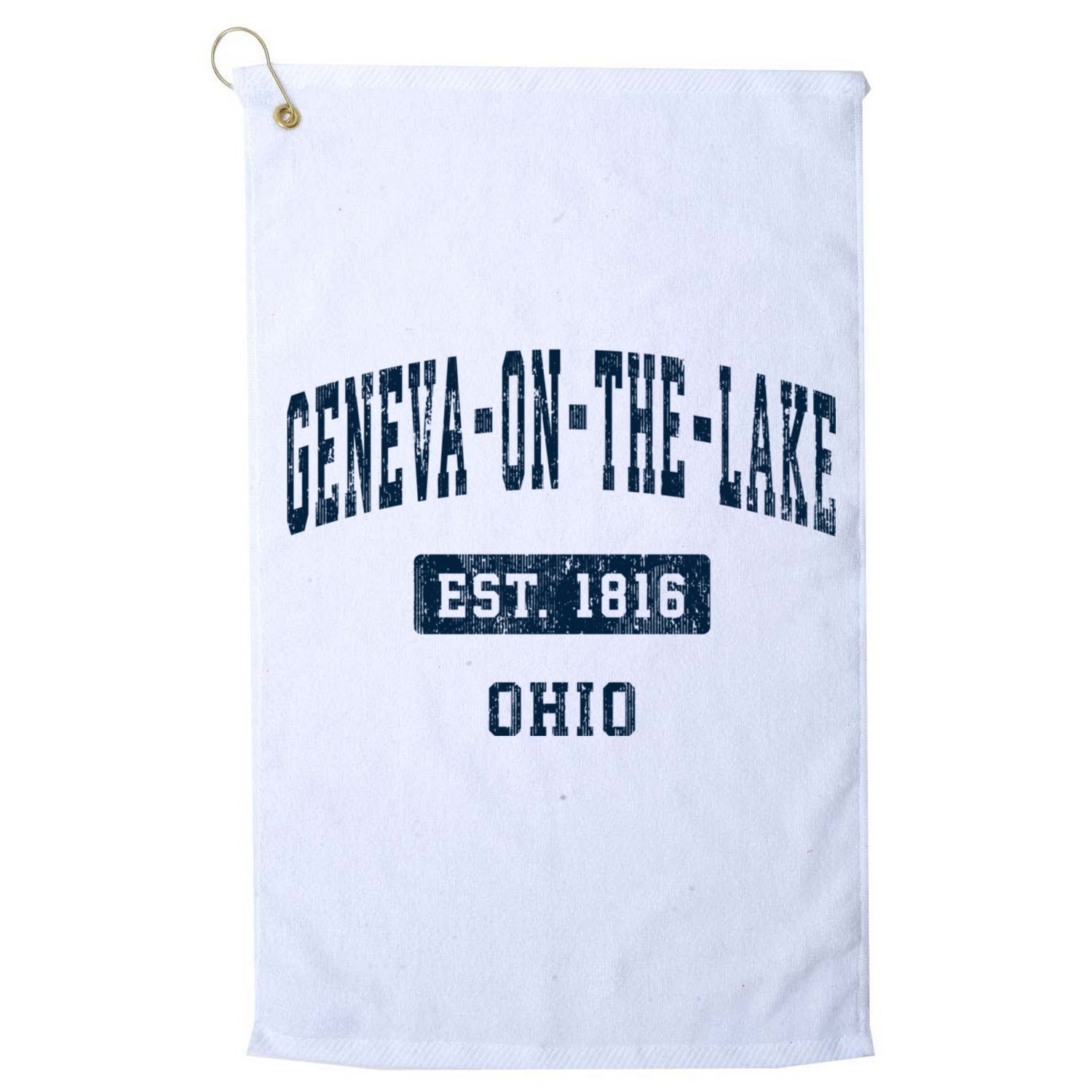 Genevaonthelake Ohio Oh Vintage Sports Established Golf Towel