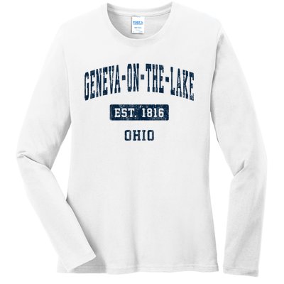 Genevaonthelake Ohio Oh Vintage Sports Established Ladies Long Sleeve Shirt