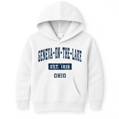 Genevaonthelake Ohio Oh Vintage Sports Established Kids Hoodie
