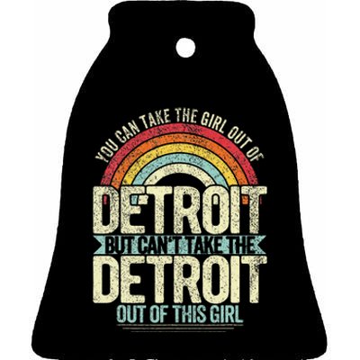 Girl Out Of Detroit Michigan Hometown Home Detroit Ceramic Bell Ornament