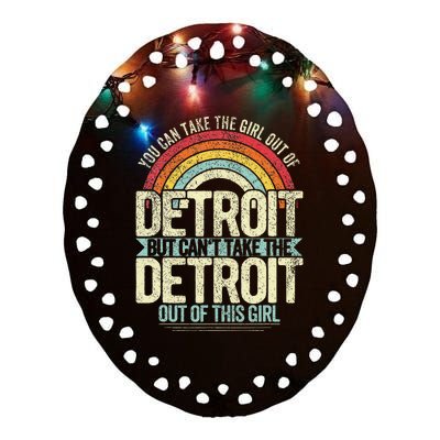 Girl Out Of Detroit Michigan Hometown Home Detroit Ceramic Oval Ornament