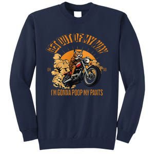 Get Out Of My Way Gonna Poop My Pants Funny Meme Cat Retro Tall Sweatshirt