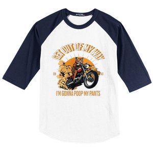 Get Out Of My Way Gonna Poop My Pants Funny Meme Cat Retro Baseball Sleeve Shirt