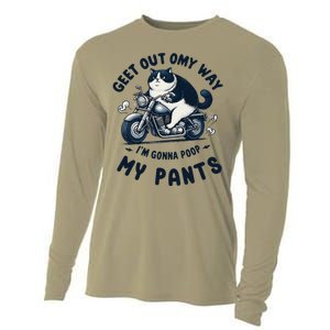 Get Out Of My Way Gonna Poop My Pants Funny Adult Humor Meme Cooling Performance Long Sleeve Crew