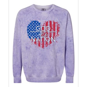 God Over One Nation Gift Colorblast Crewneck Sweatshirt