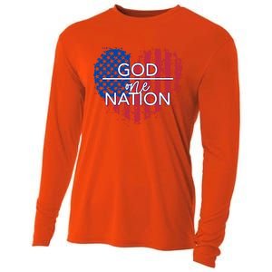 God Over One Nation Gift Cooling Performance Long Sleeve Crew