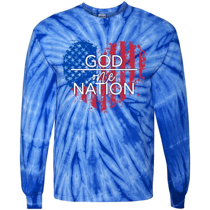 God Over One Nation Gift Tie-Dye Long Sleeve Shirt