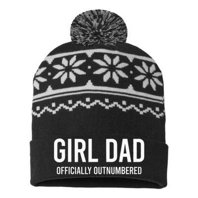 GirlDad Officially Outnumbered Funny USA-Made Snowflake Beanie