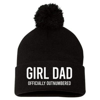 GirlDad Officially Outnumbered Funny Pom Pom 12in Knit Beanie