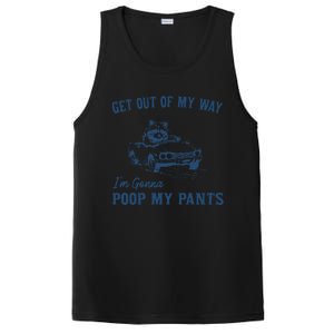 Get Out Of My Way Gonna Poop My Pants Funny Racoon Retro PosiCharge Competitor Tank