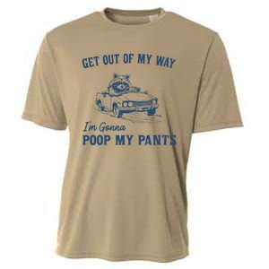 Get Out Of My Way Gonna Poop My Pants Funny Racoon Retro Cooling Performance Crew T-Shirt