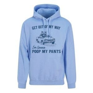 Get Out Of My Way Gonna Poop My Pants Funny Racoon Retro Unisex Surf Hoodie