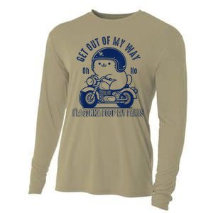 Get Out Of My Way Gonna Poop My Pants Funny Adult Humor Meme Cooling Performance Long Sleeve Crew