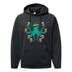 German Octopus Oktoberfest Funny Bavarian Festival Performance Fleece Hoodie