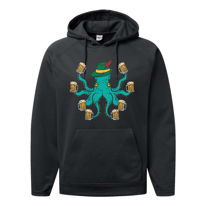 German Octopus Oktoberfest Funny Bavarian Festival Performance Fleece Hoodie