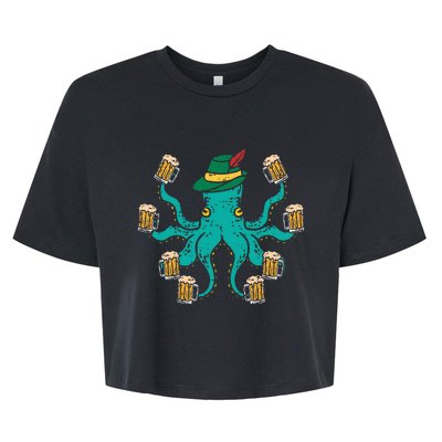 German Octopus Oktoberfest Funny Bavarian Festival Bella+Canvas Jersey Crop Tee