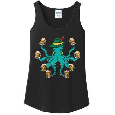 German Octopus Oktoberfest Funny Bavarian Festival Ladies Essential Tank