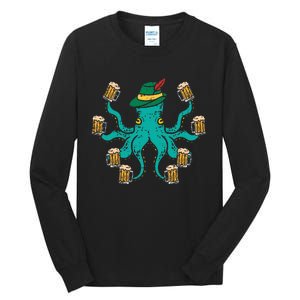 German Octopus Oktoberfest Funny Bavarian Festival Tall Long Sleeve T-Shirt