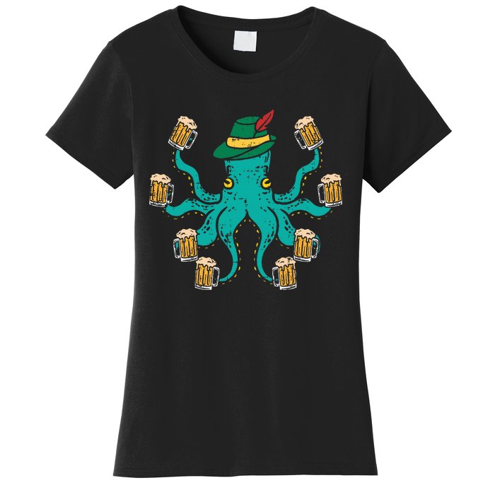 German Octopus Oktoberfest Funny Bavarian Festival Women's T-Shirt