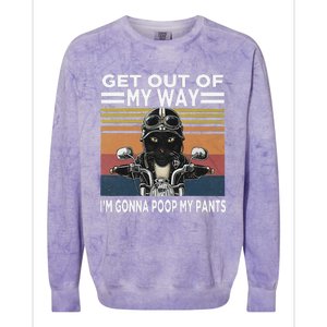 Get Out Of My Way Gonna Poop My Pants Funny Meme Cat Retro Colorblast Crewneck Sweatshirt