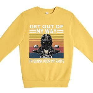 Get Out Of My Way Gonna Poop My Pants Funny Meme Cat Retro Premium Crewneck Sweatshirt