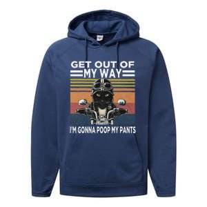 Get Out Of My Way Gonna Poop My Pants Funny Meme Cat Retro Performance Fleece Hoodie