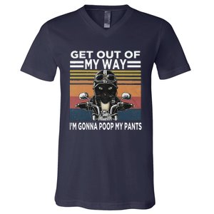 Get Out Of My Way Gonna Poop My Pants Funny Meme Cat Retro V-Neck T-Shirt