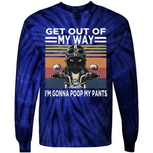 Get Out Of My Way Gonna Poop My Pants Funny Meme Cat Retro Tie-Dye Long Sleeve Shirt