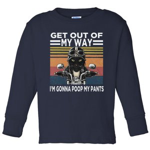 Get Out Of My Way Gonna Poop My Pants Funny Meme Cat Retro Toddler Long Sleeve Shirt