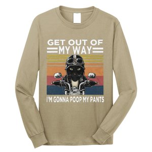 Get Out Of My Way Gonna Poop My Pants Funny Meme Cat Retro Long Sleeve Shirt