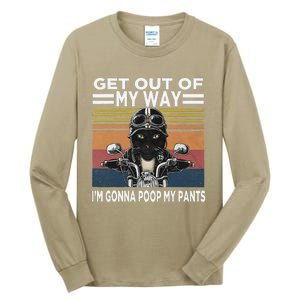 Get Out Of My Way Gonna Poop My Pants Funny Meme Cat Retro Tall Long Sleeve T-Shirt