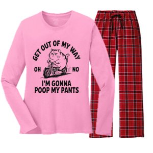 Get Out Of My Way Gonna Poop My Pants Women's Long Sleeve Flannel Pajama Set 