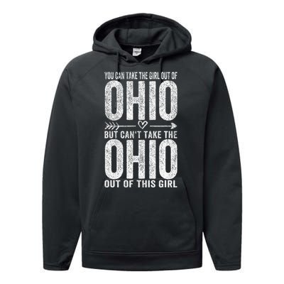 Girl Out Of Ohio Hometown Home Ohio Performance Fleece Hoodie