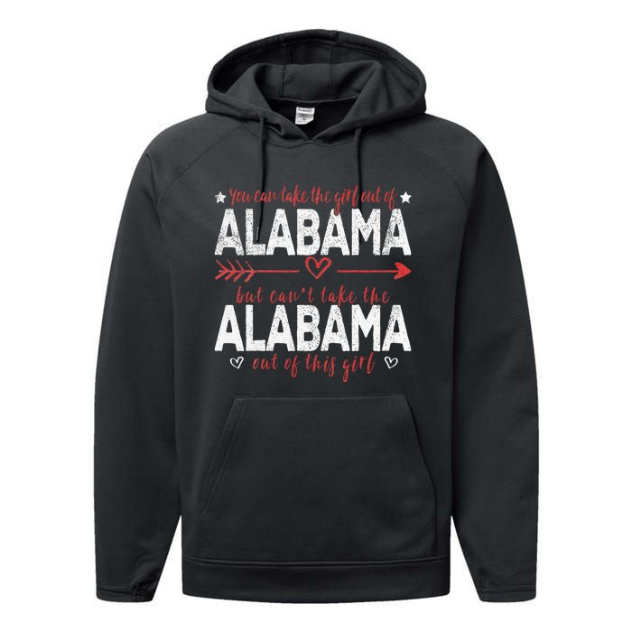 Girl Out Of Alabama Hometown Home Alabama Performance Fleece Hoodie