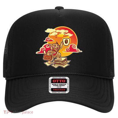 Good Mornign Coffe Cat High Crown Mesh Back Trucker Hat