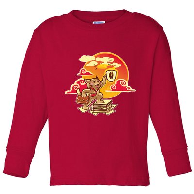 Good Mornign Coffe Cat Toddler Long Sleeve Shirt