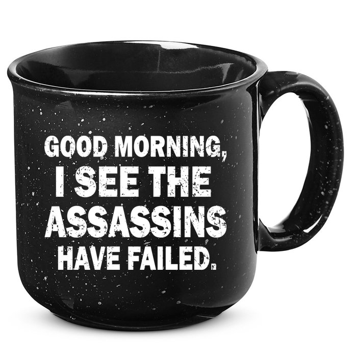 Good Morning Assassins Failed 15oz Campfire Ceramic Mug
