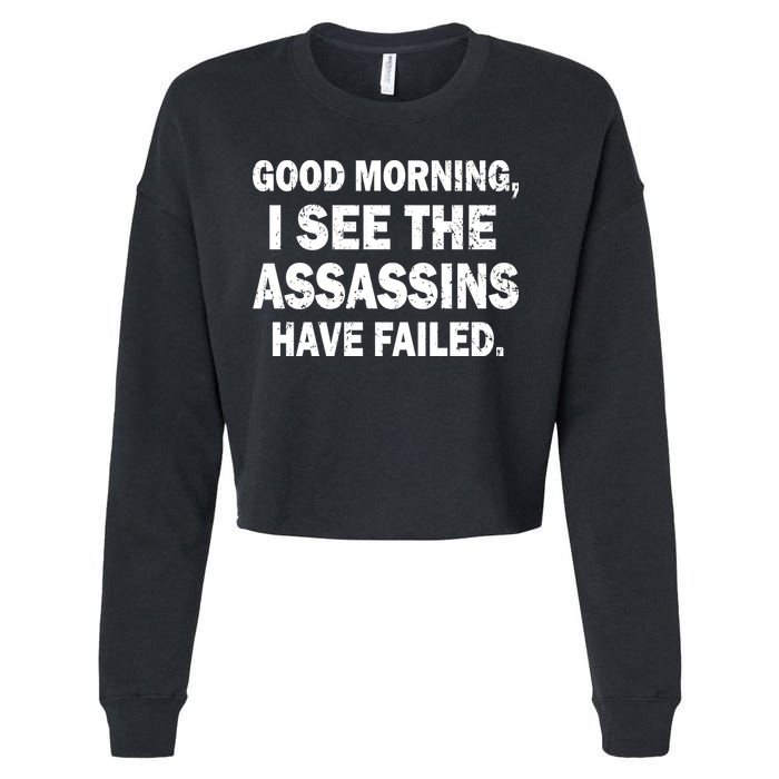 Good Morning Assassins Failed Cropped Pullover Crew