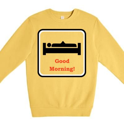 Good Morning Wood Funny Adult Humor Premium Crewneck Sweatshirt