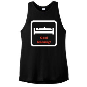 Good Morning Wood Funny Adult Humor Ladies PosiCharge Tri-Blend Wicking Tank